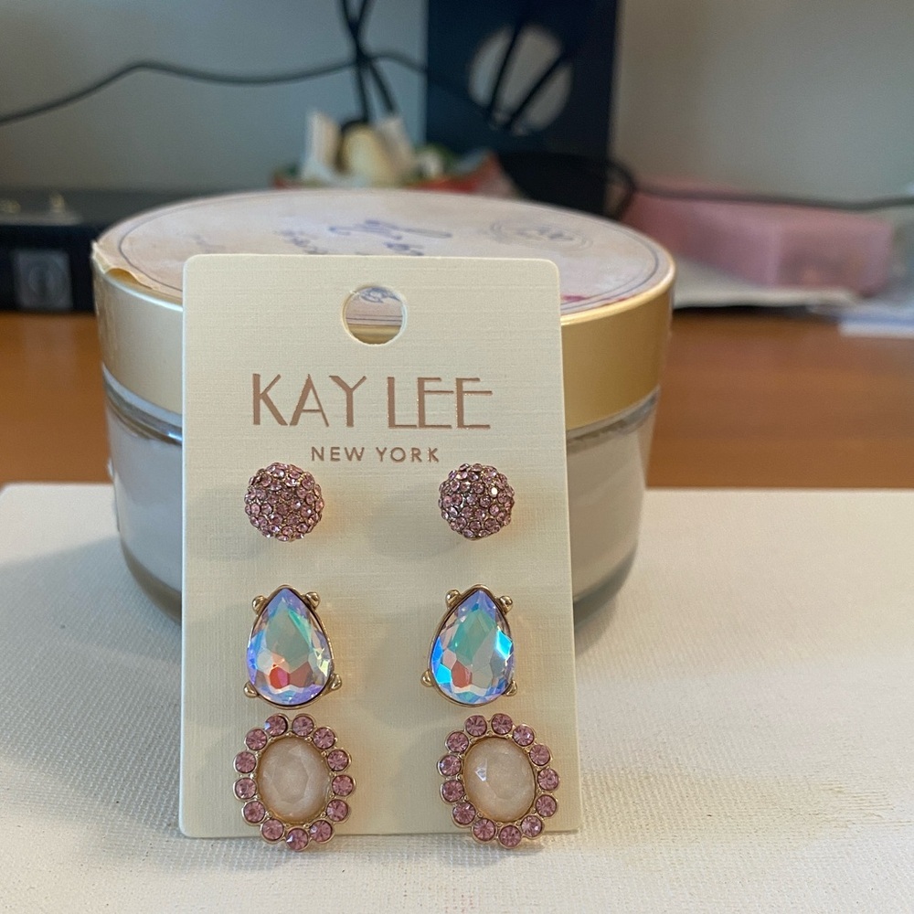 Kay Lee Pink and Gold Earrings Set NWT